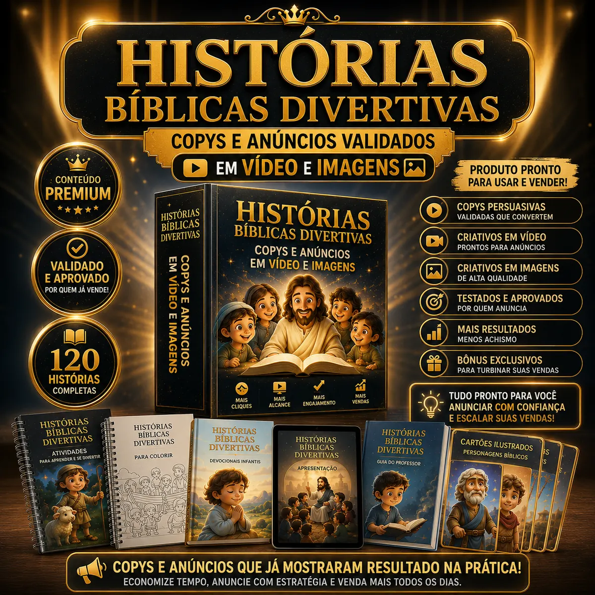 Copys e anúncios validados Histórias Bíblicas Divertidas